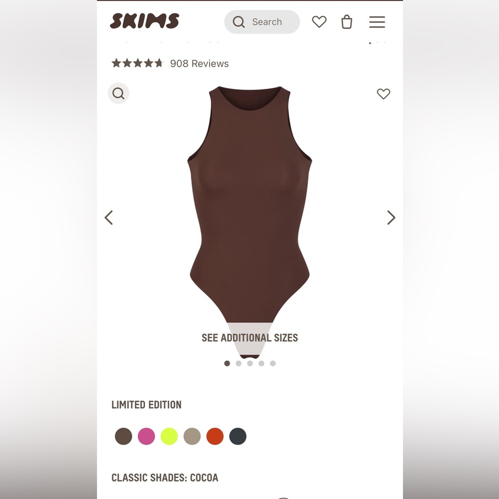 Skims high neck bodysuit size small brand new